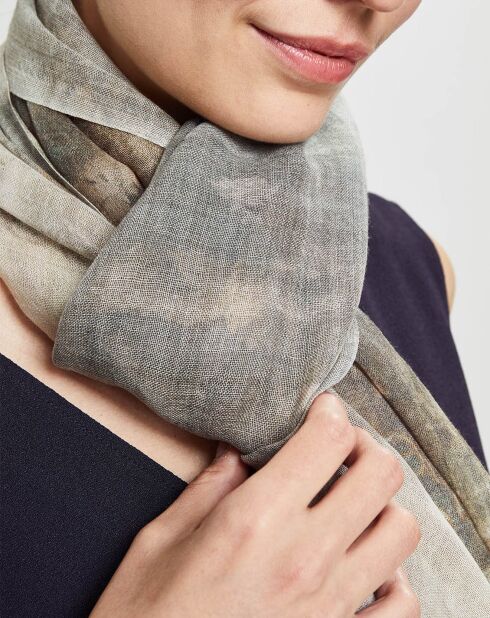 Écharpe 100% Laine Un cepage/beige - 60x190 cm