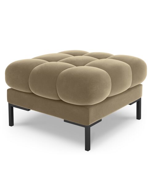 Pouf velours bali beige - 60x60x41 cm