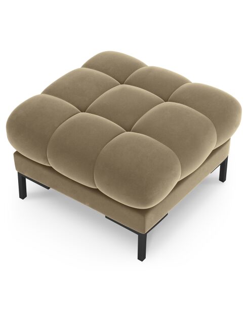 Pouf velours bali beige - 60x60x41 cm