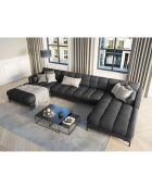 Canapé panoramique velvet bali 7 places gris foncé - 383x185x75 cm