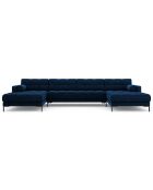 Canapé panoramique velvet bali 7 places bleu roi - 383x185x75 cm