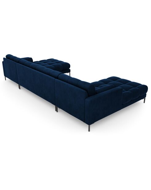 Canapé panoramique velvet bali 7 places bleu roi - 383x185x75 cm