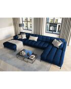 Canapé panoramique velvet bali 7 places bleu roi - 383x185x75 cm