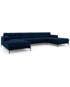 Canapé panoramique velvet bali 7 places bleu roi - 383x185x75 cm