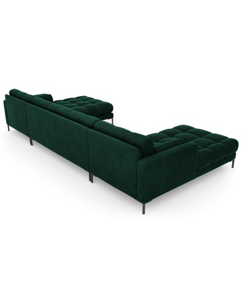 Canapé panoramique velvet bali 7 places vert bouteille - 383x185x75 cm