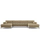 Canapé panoramique velvet bali 7 places beige - 383x185x75 cm