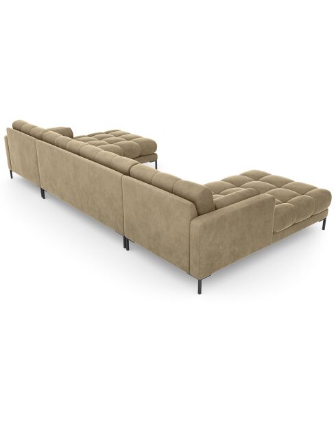Canapé panoramique velvet bali 7 places beige - 383x185x75 cm