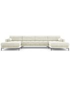 Canapé panoramique velvet bali 7 places beige clair - 383x185x75 cm