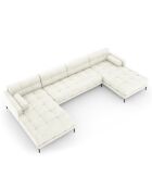Canapé panoramique velvet bali 7 places beige clair - 383x185x75 cm