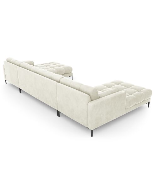 Canapé panoramique velvet bali 7 places beige clair - 383x185x75 cm