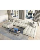 Canapé panoramique velvet bali 7 places beige clair - 383x185x75 cm