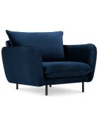 Fauteuil en Velours Vienna bleu roi - 95x92x95 cm