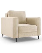 Fauteuil velours côtelé fano beige - 98x97x88 cm