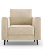 Fauteuil velours côtelé fano beige - 98x97x88 cm