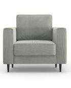 Fauteuil velours côtelé fano gris clair - 98x97x88 cm