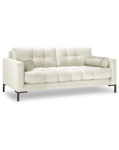 Canapé velours bali 2 places beige clair - 152x92x75 cm