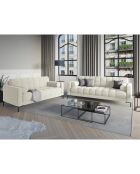 Canapé velours bali 2 places beige clair - 152x92x75 cm