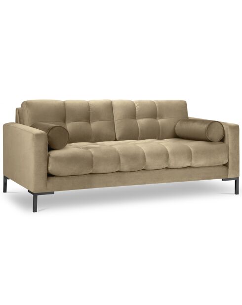 Canapé velours bali 2 places beige - 152x92x75 cm
