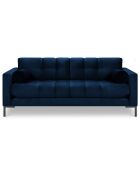 Canapé velours bali 2 places bleu roi - 152x92x75 cm