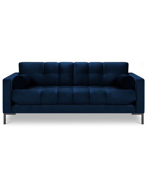 Canapé velours bali 2 places bleu roi - 152x92x75 cm