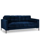 Canapé velours bali 2 places bleu roi - 152x92x75 cm