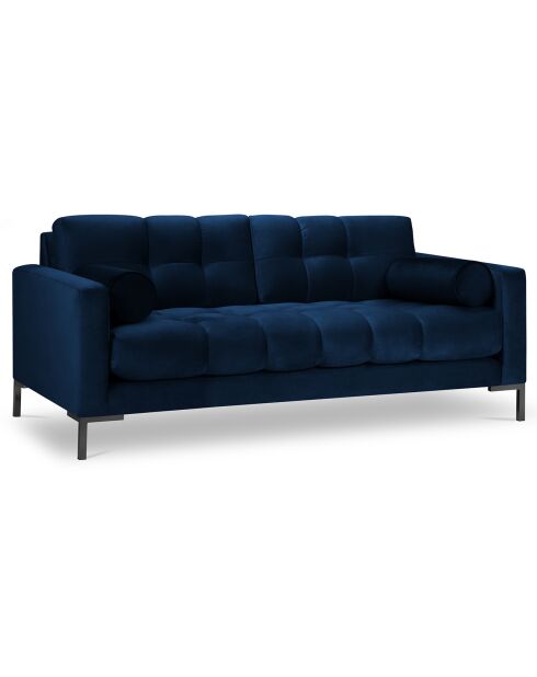 Canapé velours bali 2 places bleu roi - 152x92x75 cm