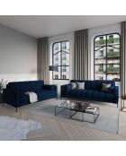 Canapé velours bali 2 places bleu roi - 152x92x75 cm