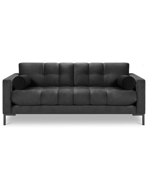 Canapé velours bali 2 places gris foncé - 152x92x75 cm