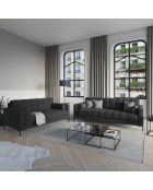 Canapé velours bali 2 places gris foncé - 152x92x75 cm