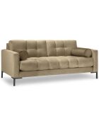 Canapé velours bali 3 places beige - 177x92x75 cm