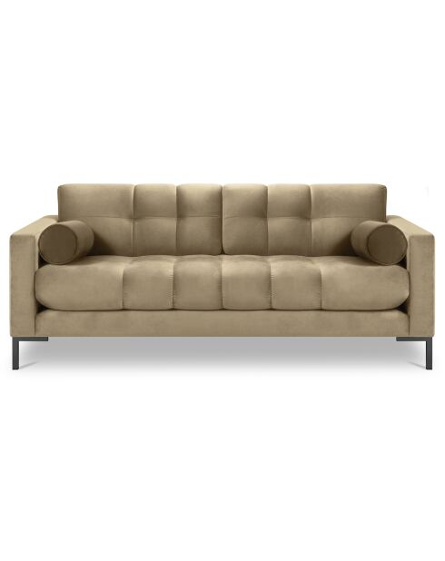 Canapé velours bali 3 places beige - 177x92x75 cm