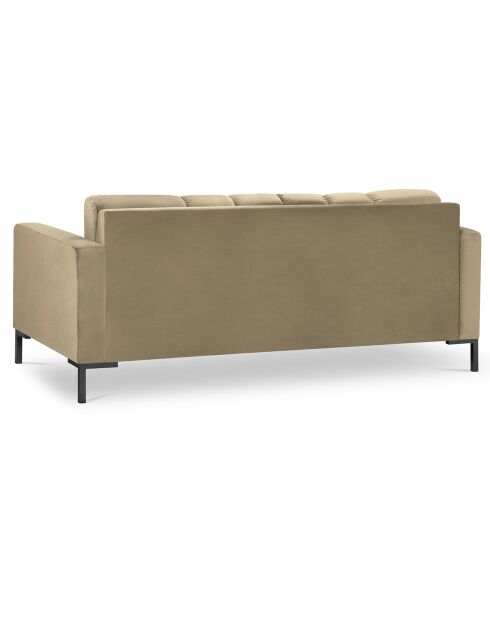 Canapé velours bali 3 places beige - 177x92x75 cm