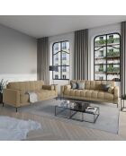 Canapé velours bali 3 places beige - 177x92x75 cm