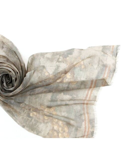Écharpe 100% Laine Un cepage/beige - 60x190 cm