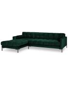 Canapé d'angle gauche velours bali 5 places vert bouteille - 293x185x75 cm