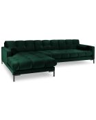 Canapé d'angle gauche velours bali 5 places vert bouteille - 293x185x75 cm