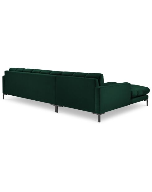 Canapé d'angle gauche velours bali 5 places vert bouteille - 293x185x75 cm