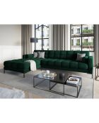 Canapé d'angle gauche velours bali 5 places vert bouteille - 293x185x75 cm