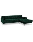 Canapé d'angle droit velours bali 5 places vert bouteille - 293x185x75 cm