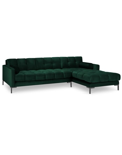 Canapé d'angle droit velours bali 5 places vert bouteille - 293x185x75 cm