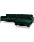 Canapé d'angle droit velours bali 5 places vert bouteille - 293x185x75 cm