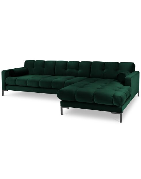 Canapé d'angle droit velours bali 5 places vert bouteille - 293x185x75 cm