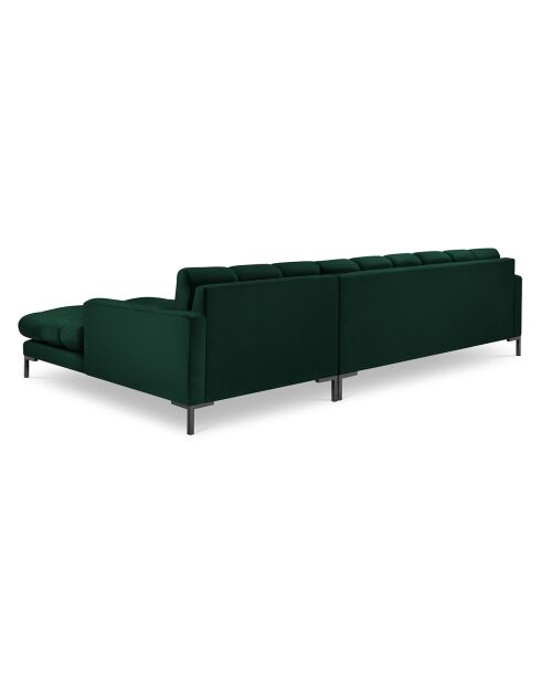 Canapé d'angle droit velours bali 5 places vert bouteille - 293x185x75 cm