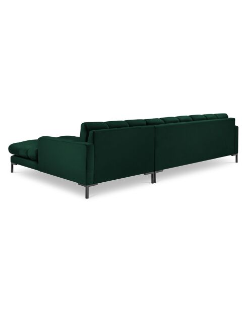 Canapé d'angle droit velours bali 5 places vert bouteille - 293x185x75 cm