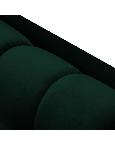 Canapé d'angle droit velours bali 5 places vert bouteille - 293x185x75 cm