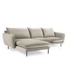 Canapé d'angle gauche velours vienna 5 places beige - 255x170x95 cm