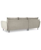 Canapé d'angle gauche velours vienna 5 places beige - 255x170x95 cm