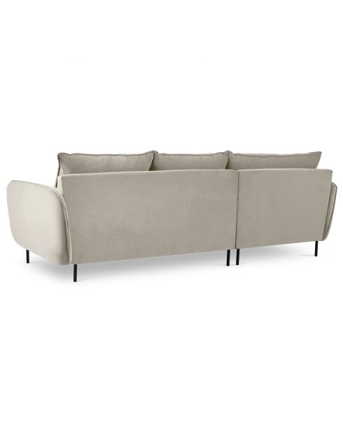Canapé d'angle gauche velours vienna 5 places beige - 255x170x95 cm