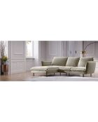 Canapé d'angle gauche velours vienna 5 places beige - 255x170x95 cm