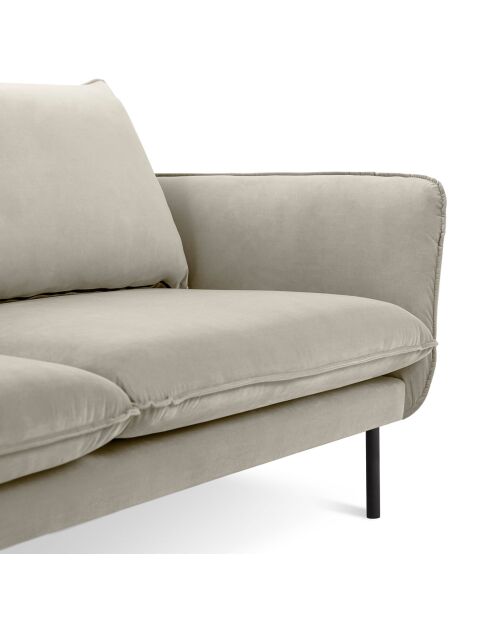 Canapé d'angle gauche velours vienna 5 places beige - 255x170x95 cm